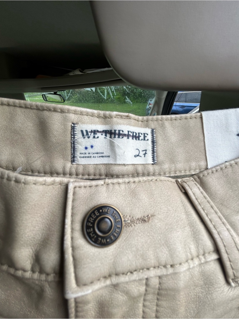 NWT We the Free Misha Wide Leg High-Rise Barrel Jeans in Vegan Leather Tan Sz 27 - Picture 3 of 4